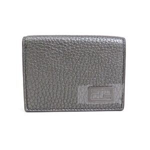 Fendi Gray Leather Tri fold Wallet